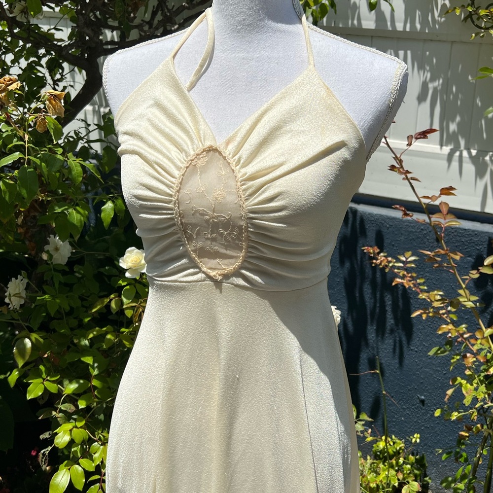 Vintage 1940s halter cream dress